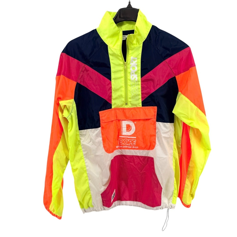 Dope Snow Sport Dash Mens Medium Pre-Owned Pullover Neon Colorblock 1/4 Zip 90s